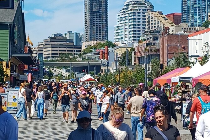 Seattle Sightseeing ScooTour - The viewpoint moment above the piers, Elliott Bay and Pike Place connections
